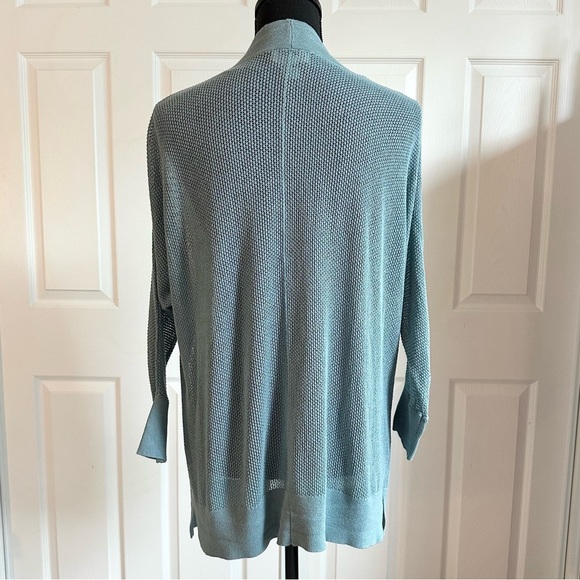 LOFT Antique Blue Waffle Knit Cardigan Sweater - Picture 3 of 5